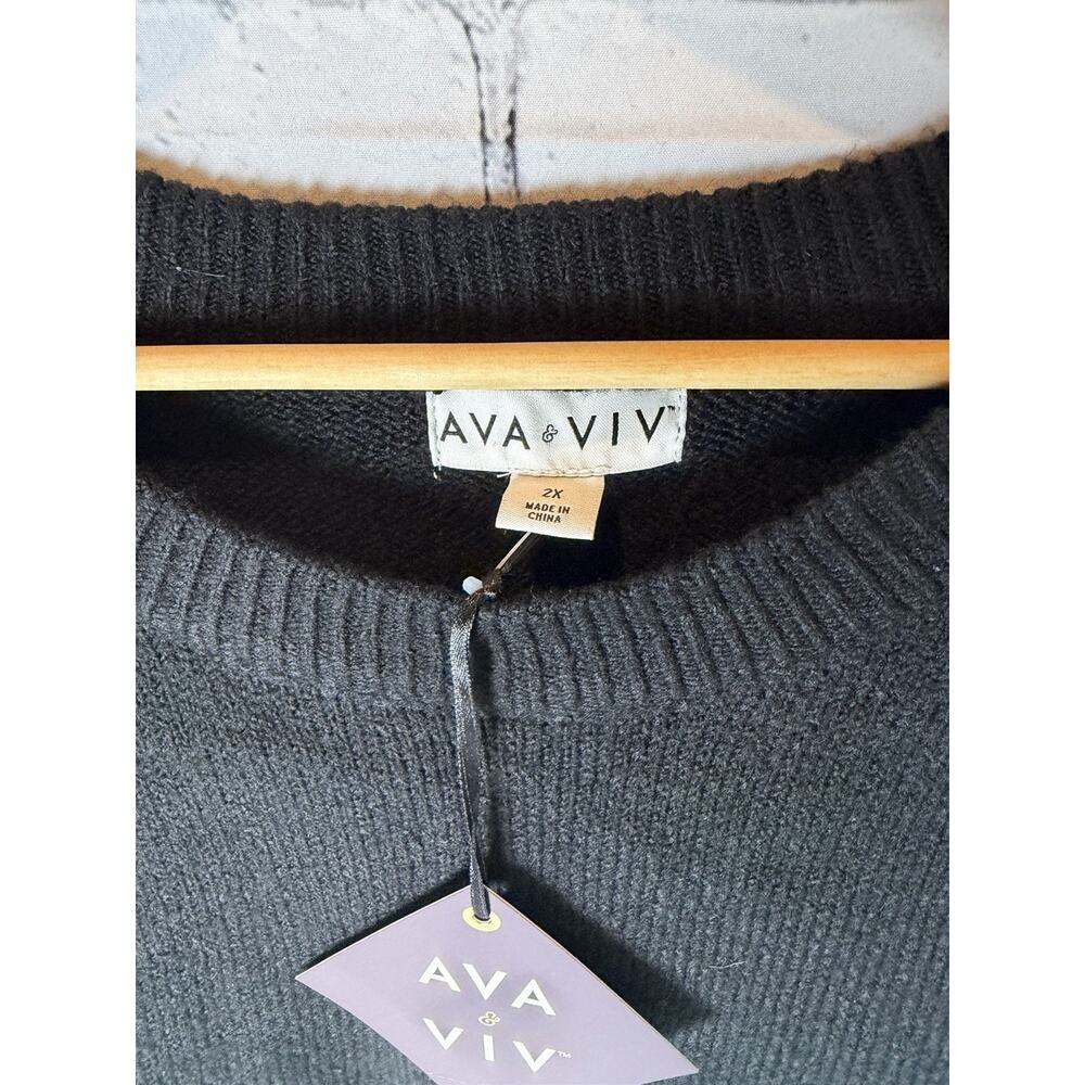 Ava & Viv Black Crewneck Knit Warm Basic Minimalist Sweater New 2X - Picture 3 of 5